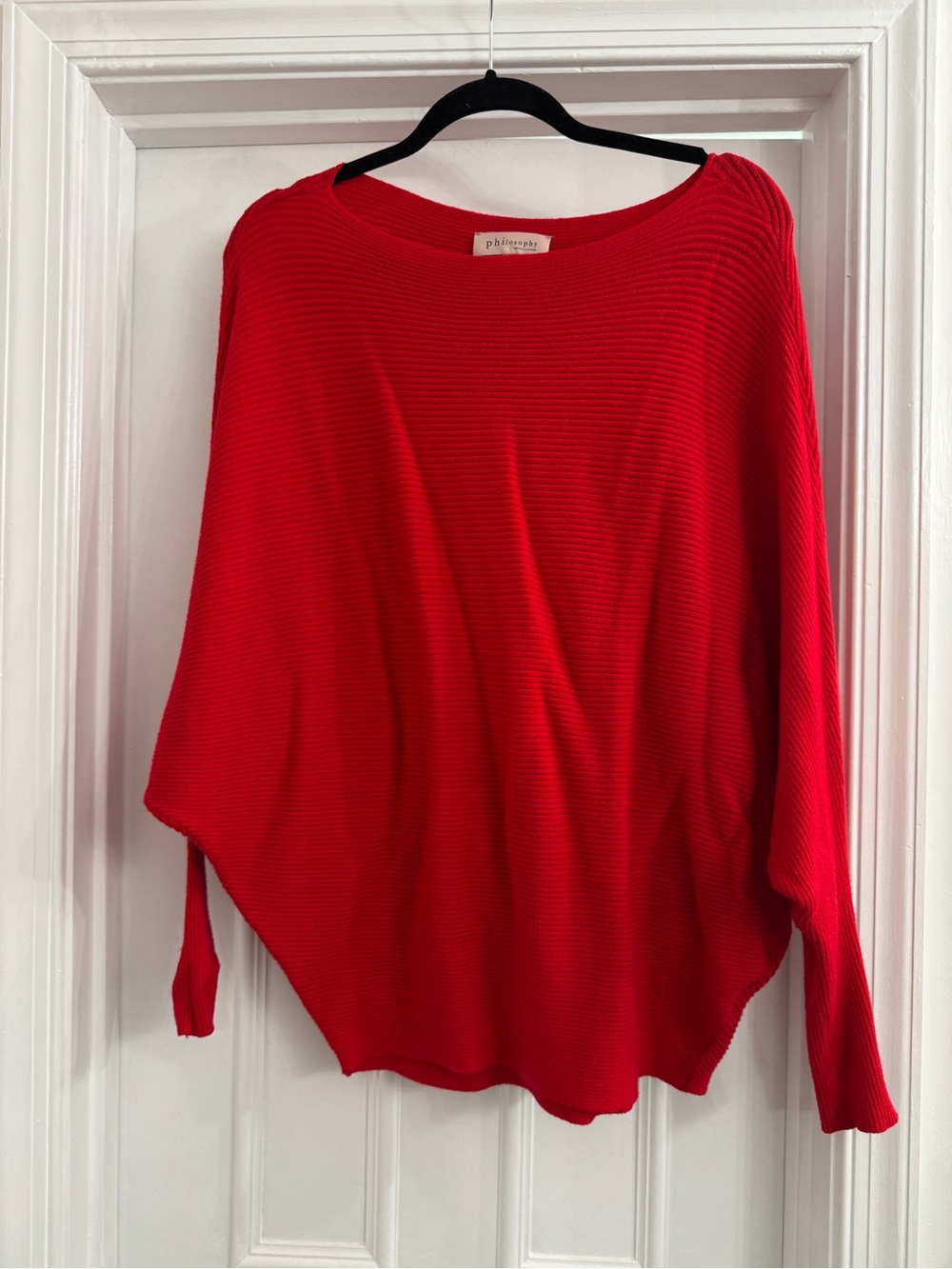 Philosophy Vibrant Red Ribbed Scoop Neck Sweater